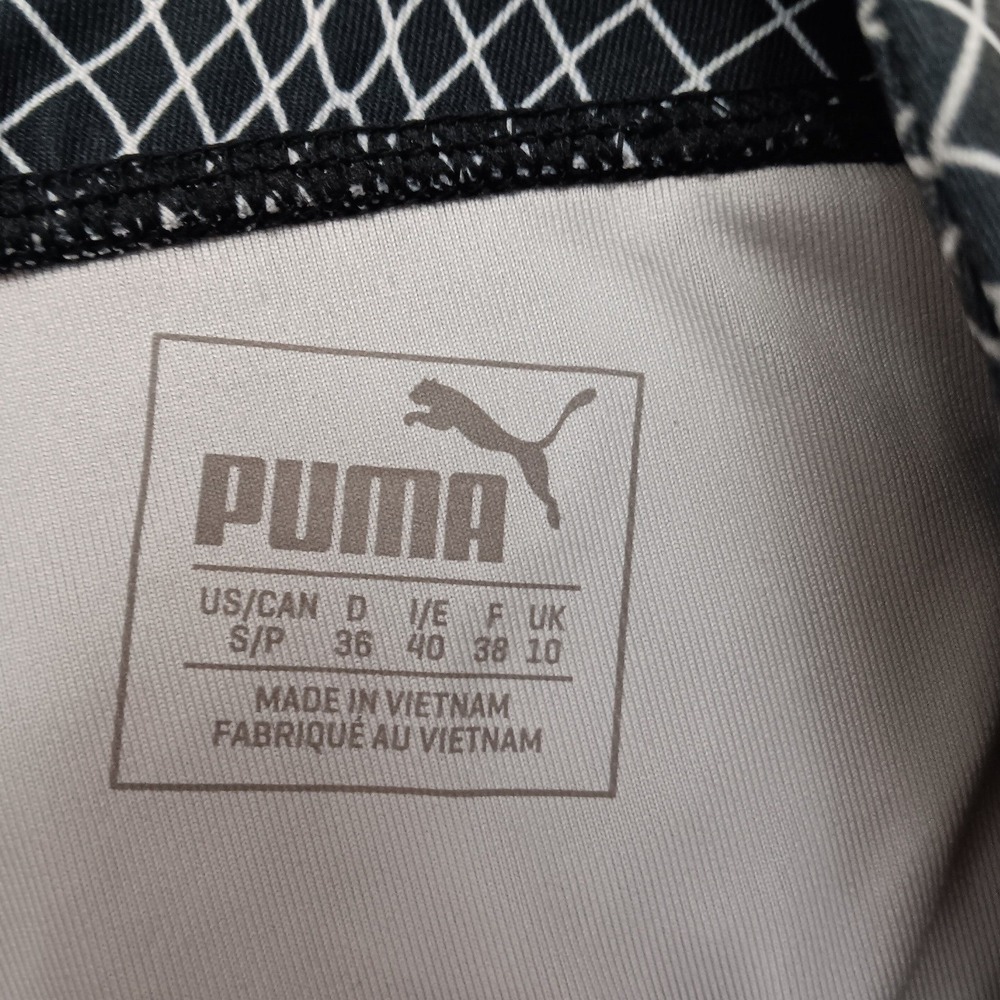 Puma Women's Black White Grid Print Activewear Leggings Style Size Small - Picture 7 of 11